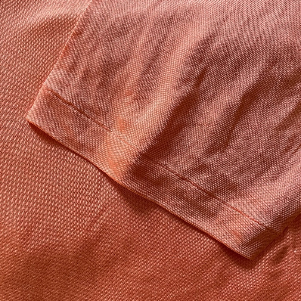 Peach Pink 100% Silk - Short Sleeve Tee Casual Top - Picture 3 of 7